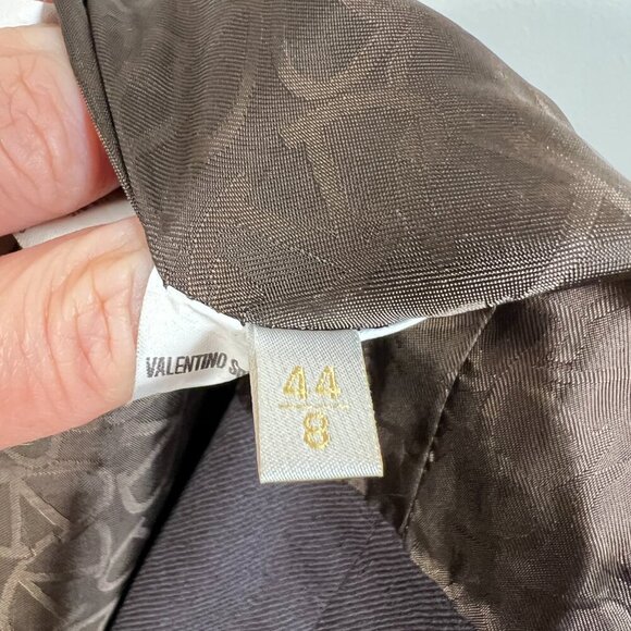 Vintage Valentino Dress Jacket Set Size 44 US 8 Brown Wool Career Business - Picture 15 of 16
